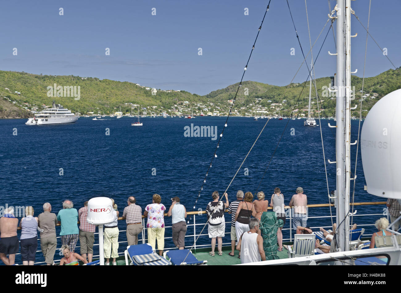 The Caribbean, the Grenadines, Bequia, Admirality Bay, ship, tourist, Stock Photo