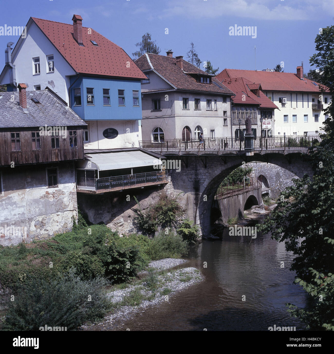 Slovenia, Skofja Loka, Capuchin Bridge, Sora River Stock Photo - Alamy