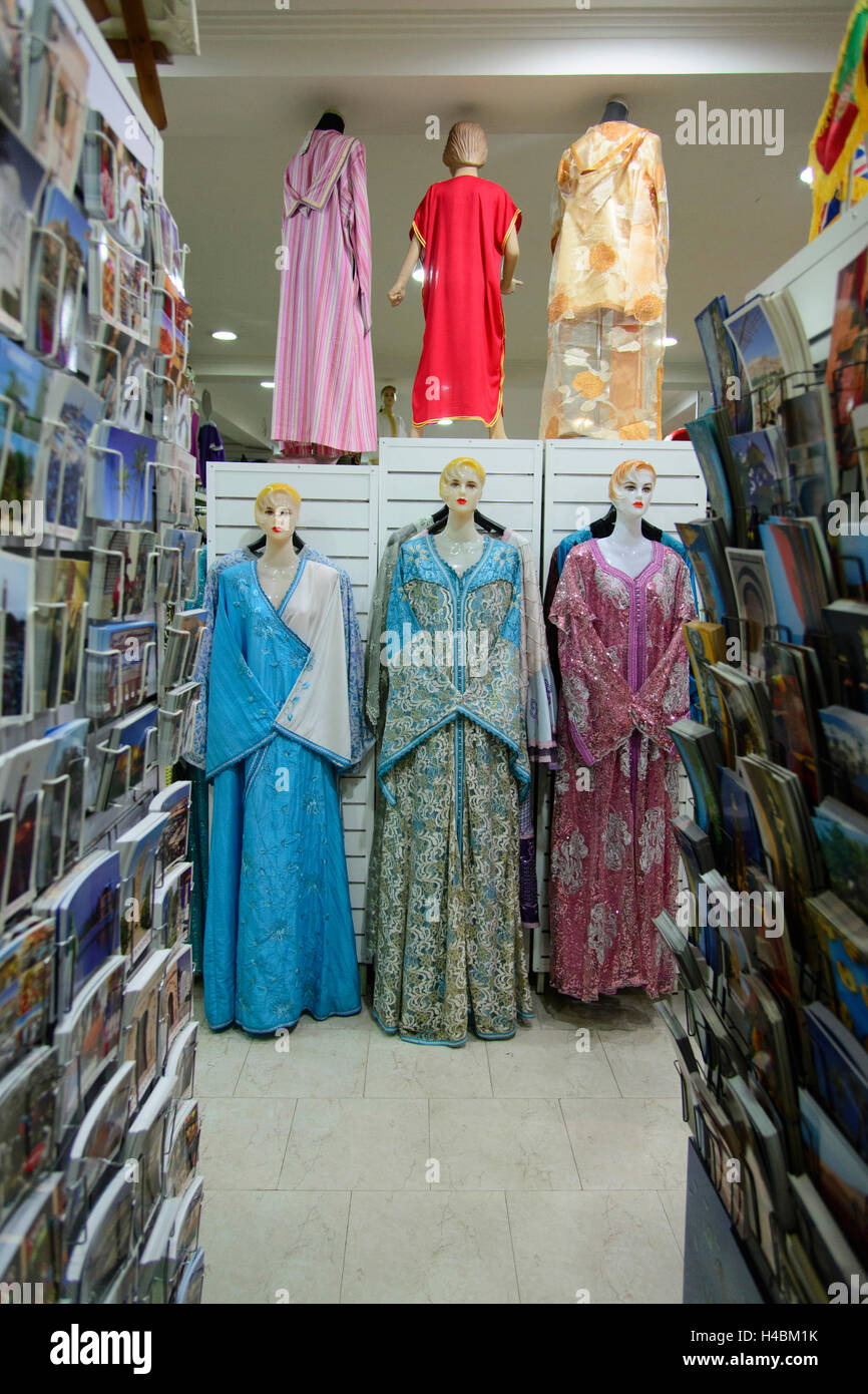 Africa, Morocco, Marrakech, traditional clothing in a tourist shop