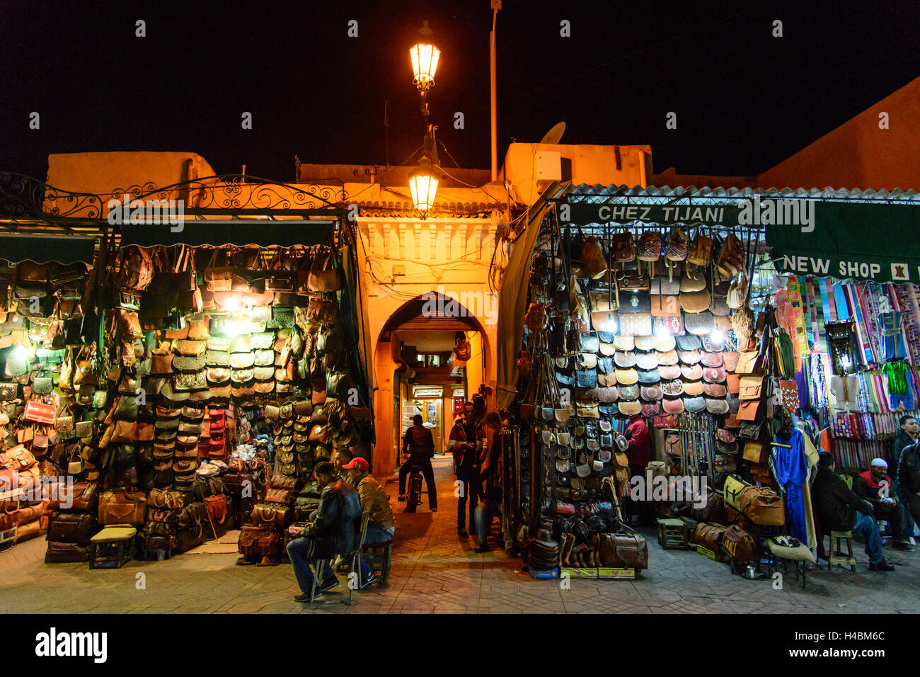 Africa, Morocco, Marrakech, Souks at night, Stock Photo