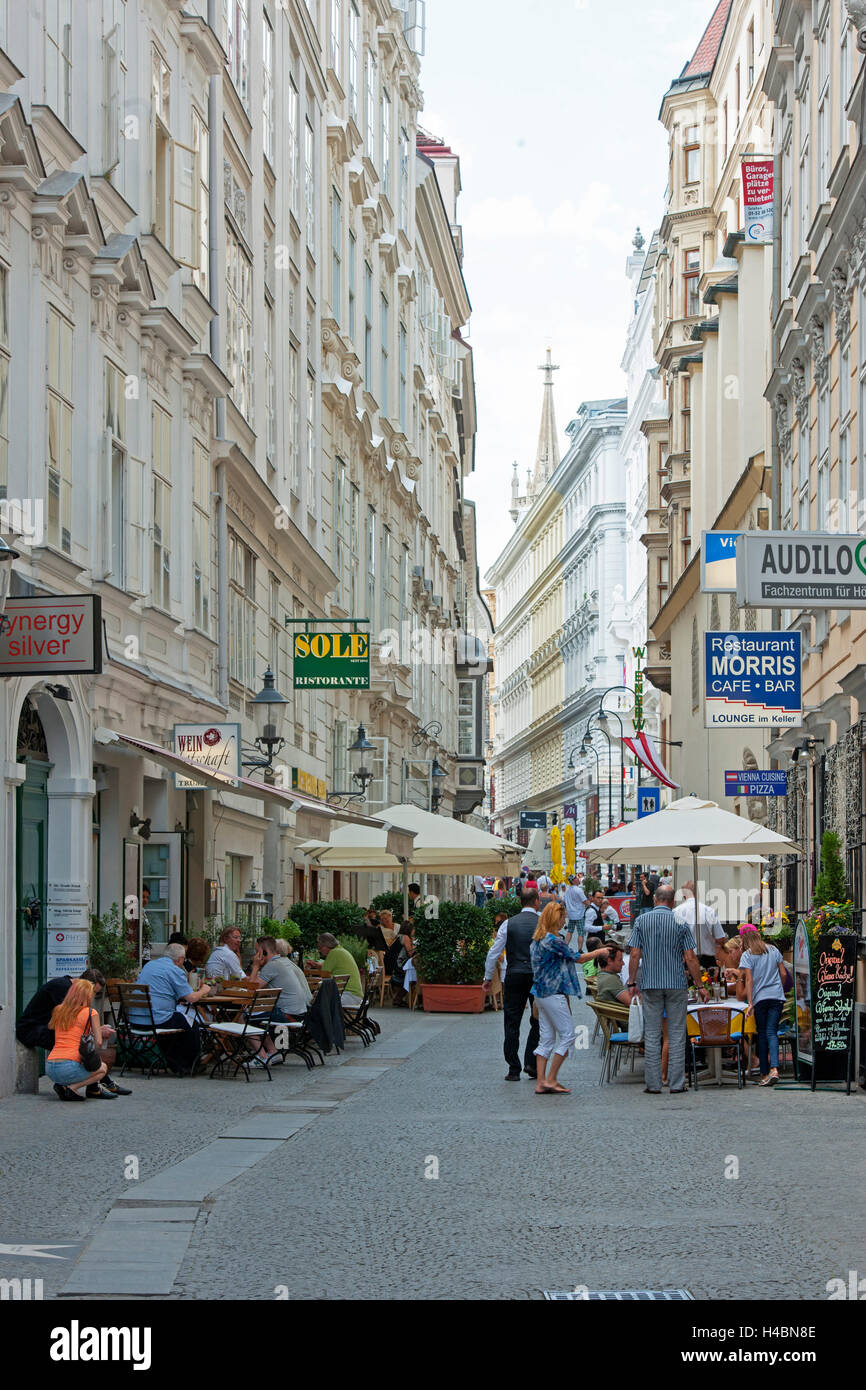 Austria, Vienna 1, Anna's lane with many small bars Stock Photo