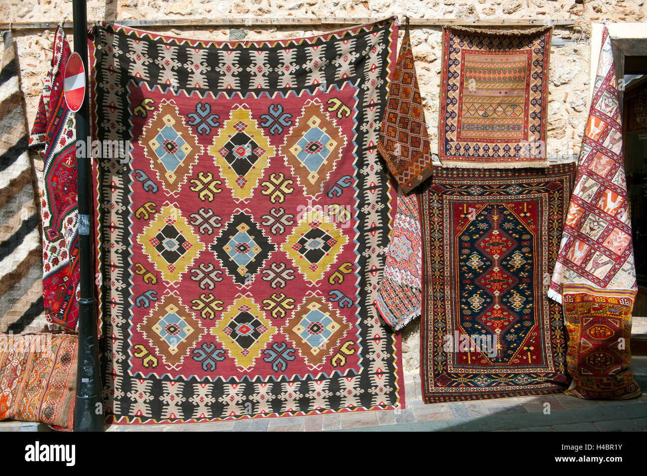 Turkey, Antalya, Old Town, carpet business Uzun Carsi Caddesi
