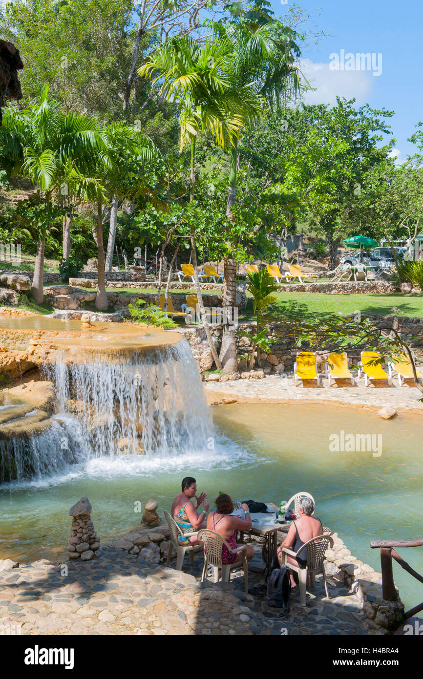 The Dominican Republic, the east, Sabana de la Mar, waterfall in the garden  of the hotel of Paraiso Cano Hondo Stock Photo - Alamy