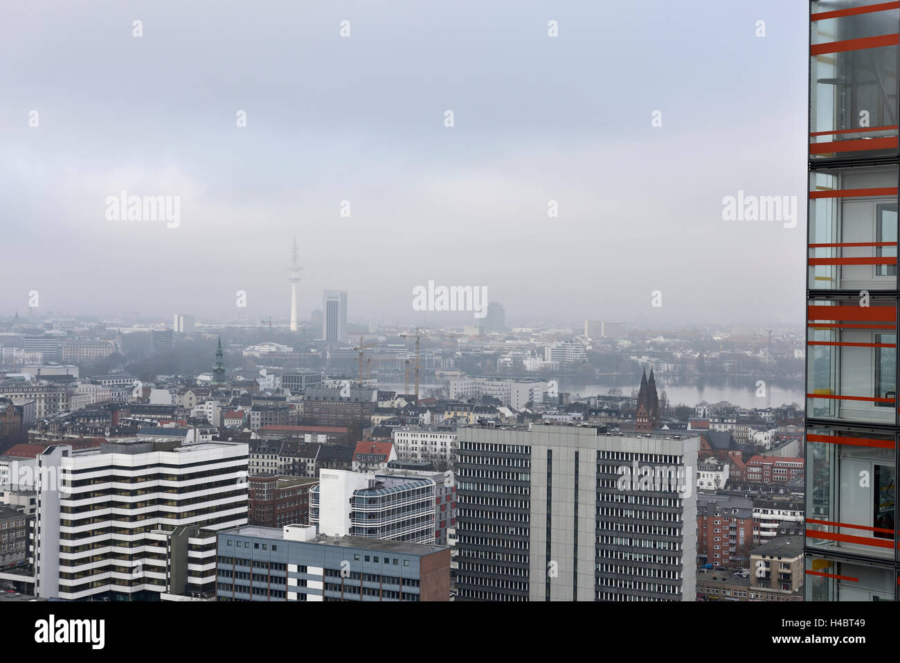 View from the office tower at the Berliner Tor over Hamburg, Germany