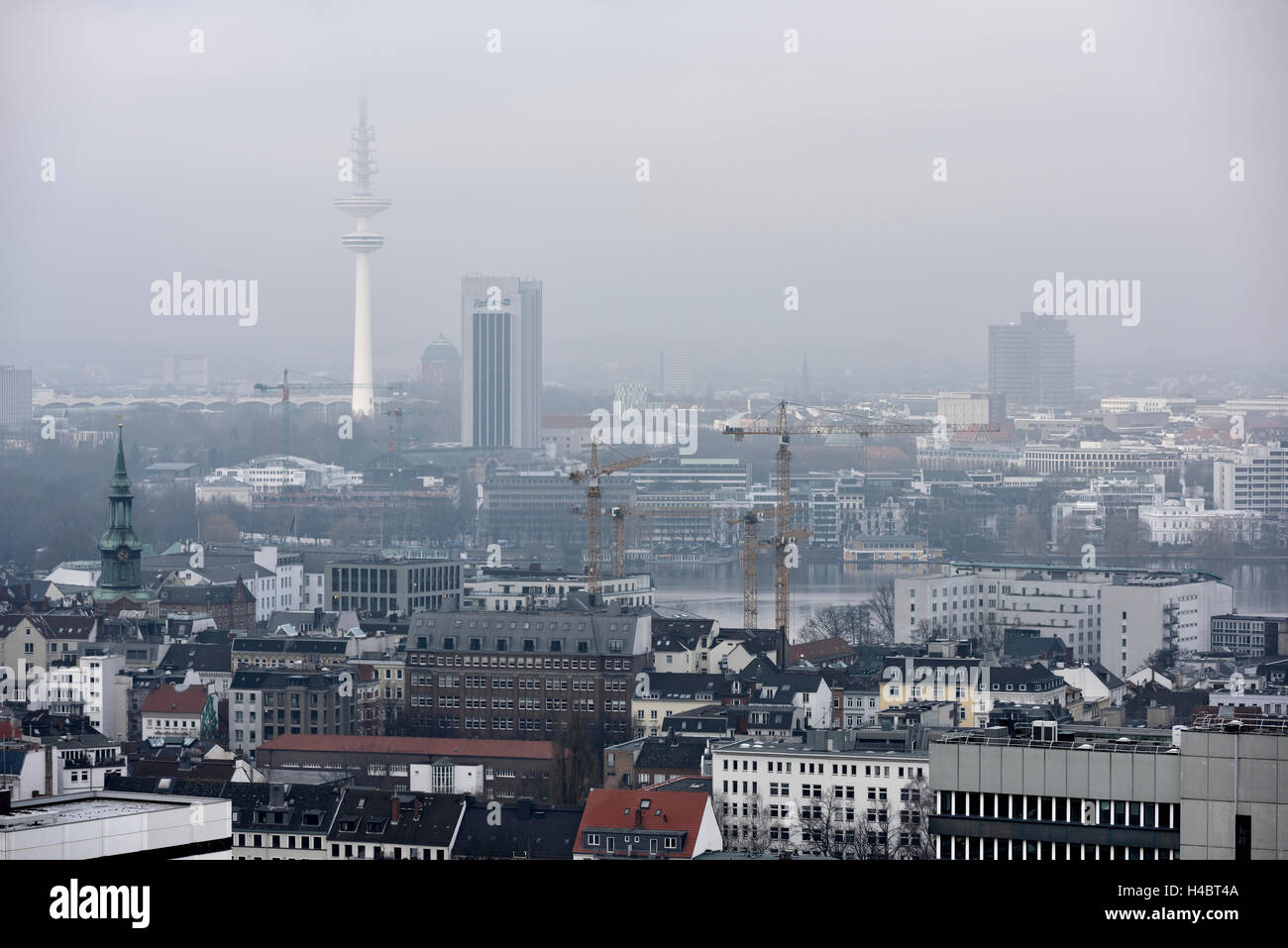 View from the office tower at the Berliner Tor over Hamburg, Germany