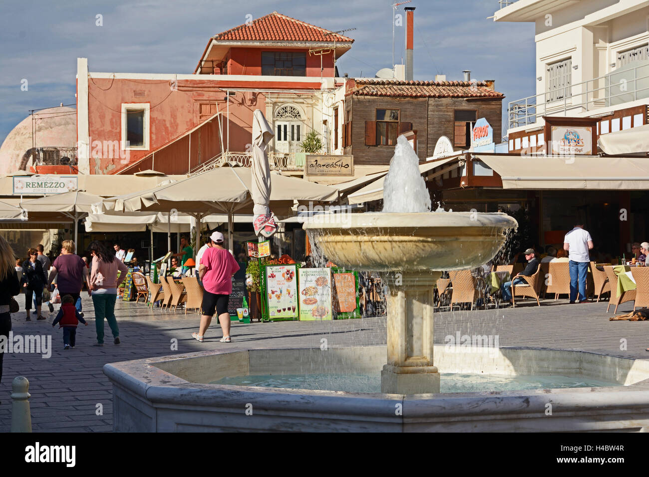 Crete, old town of Chania with well Stock Photo