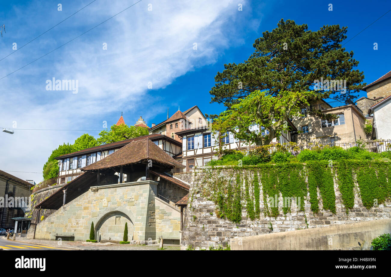 La Cite, the historic centre of Lausanne, Switzerland Stock Photo