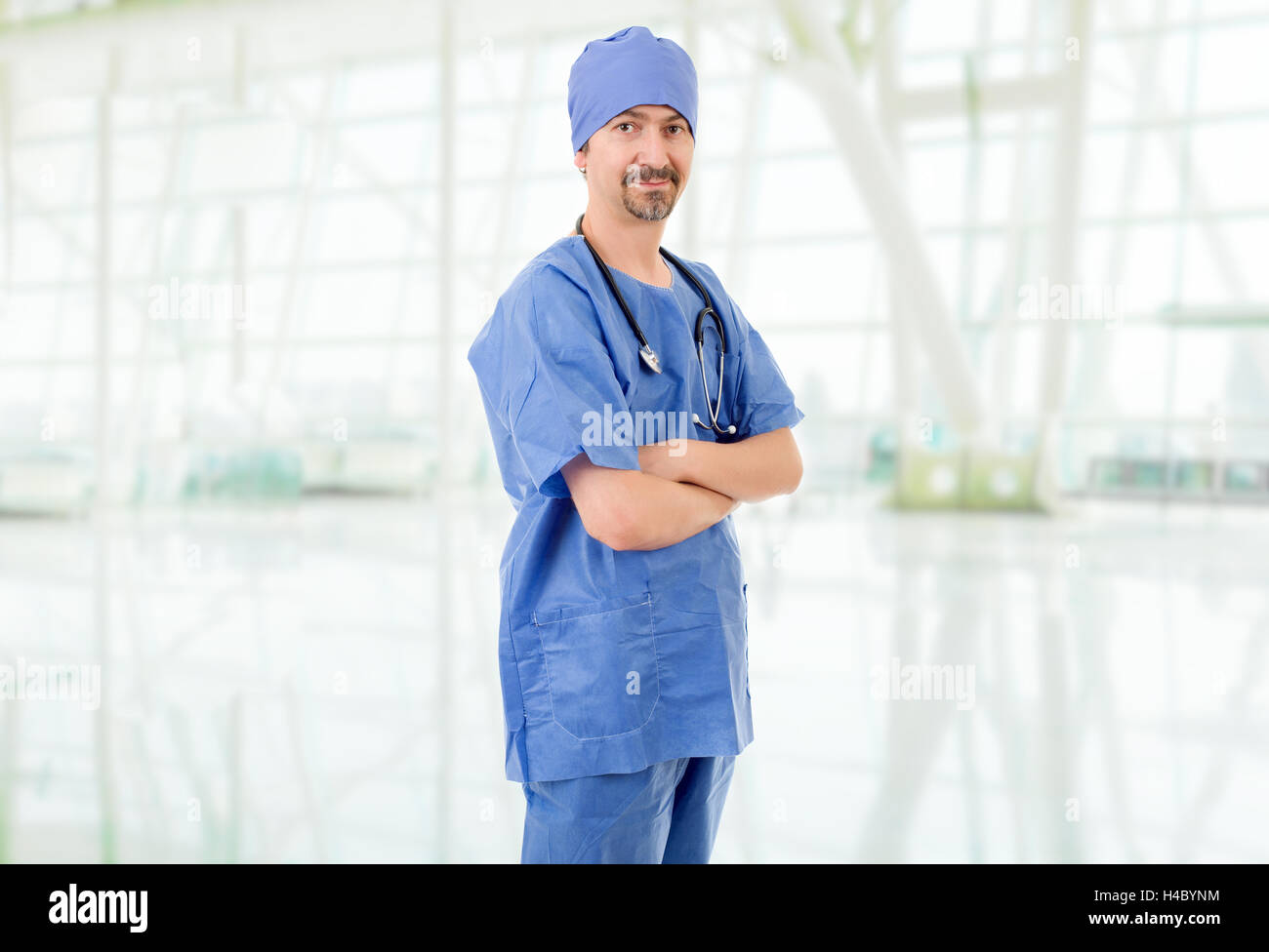 happy male doctor at the hospital Stock Photo