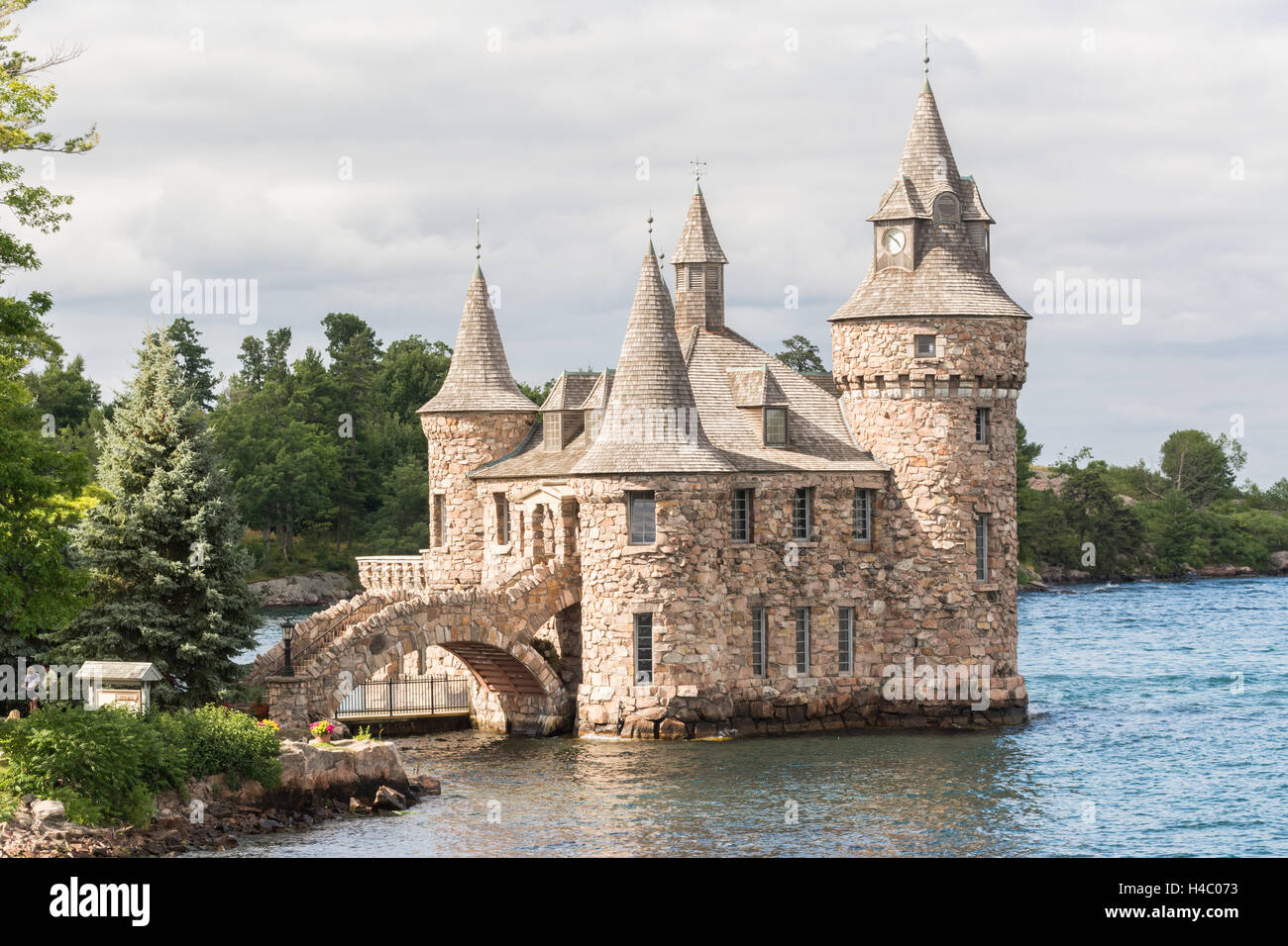 Boldt Castle - The Power House  and Clock Tower, Alexandria Bay, 1000 Islands, New York Stock Photo