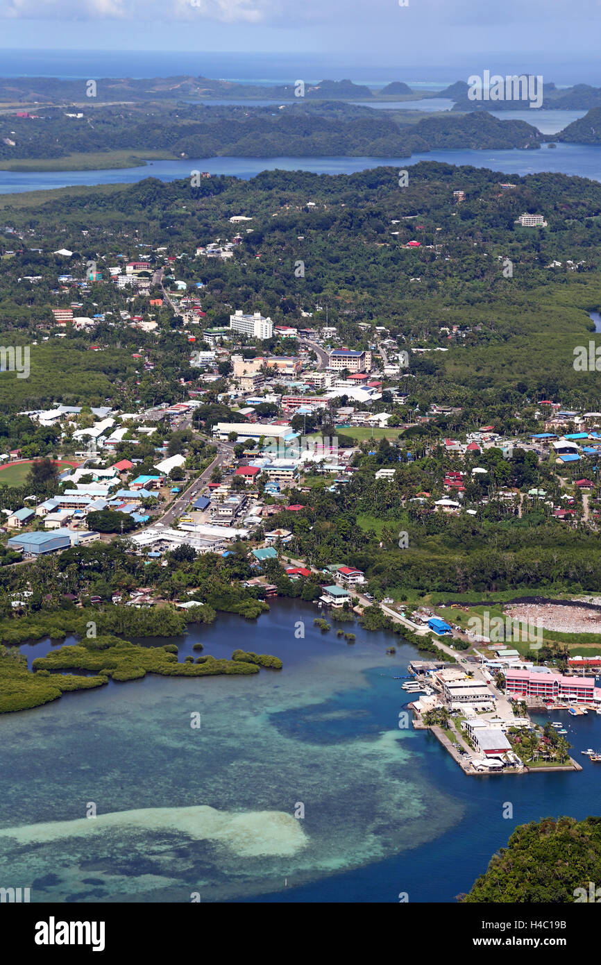 Aerial view of Koror, Koror Island, Republic of Palau, Micronesia