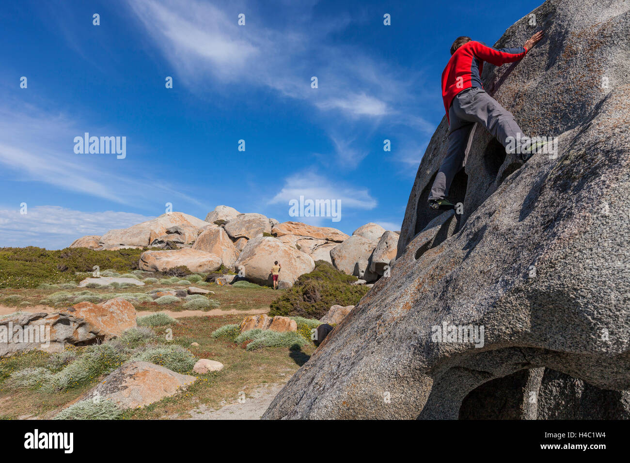 Europe, France, Corsica, bouldering in Capineru Stock Photo