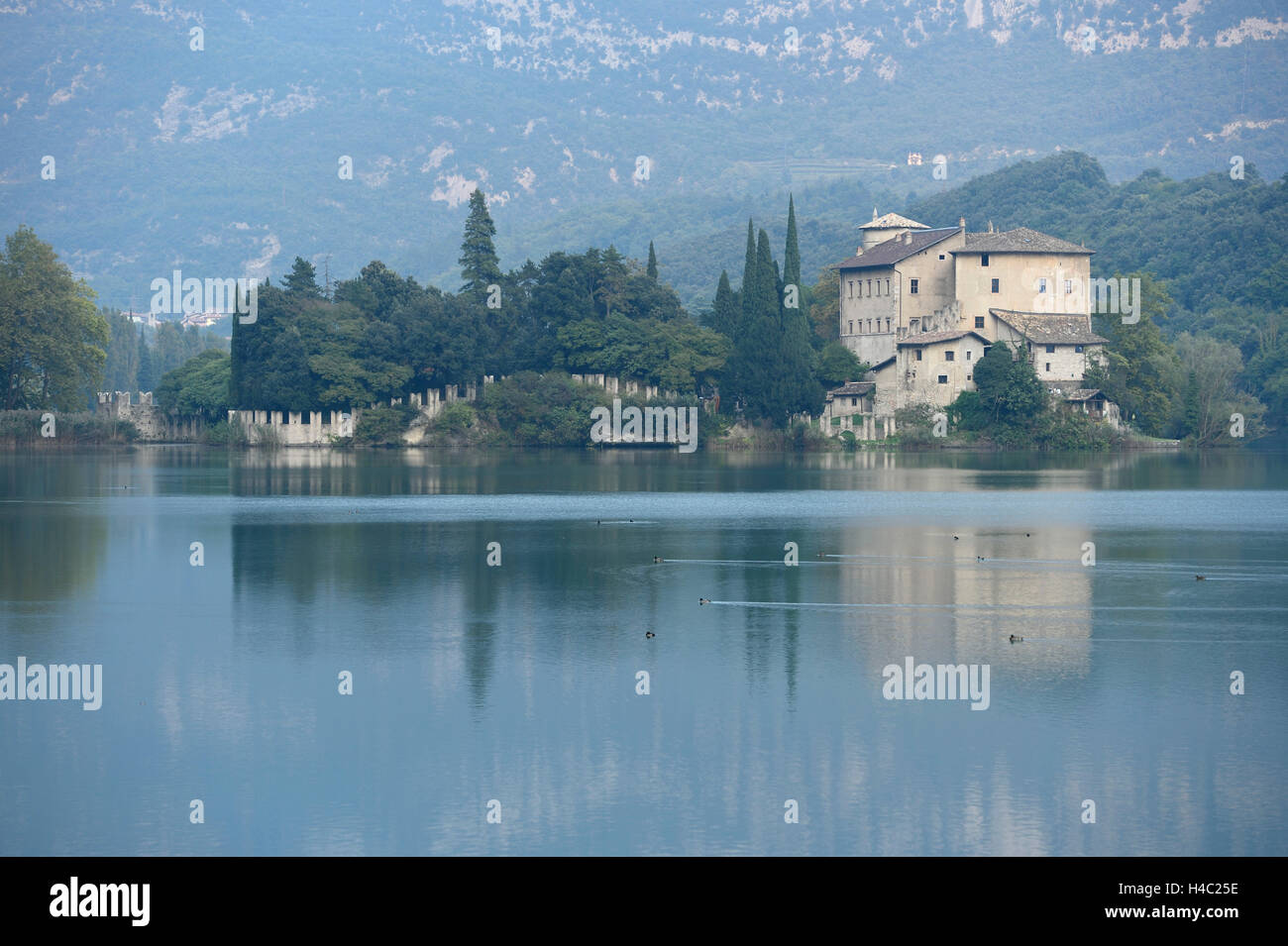 Europe, Italy, Lago Toblino, Castel Toblino, landscape Stock Photo
