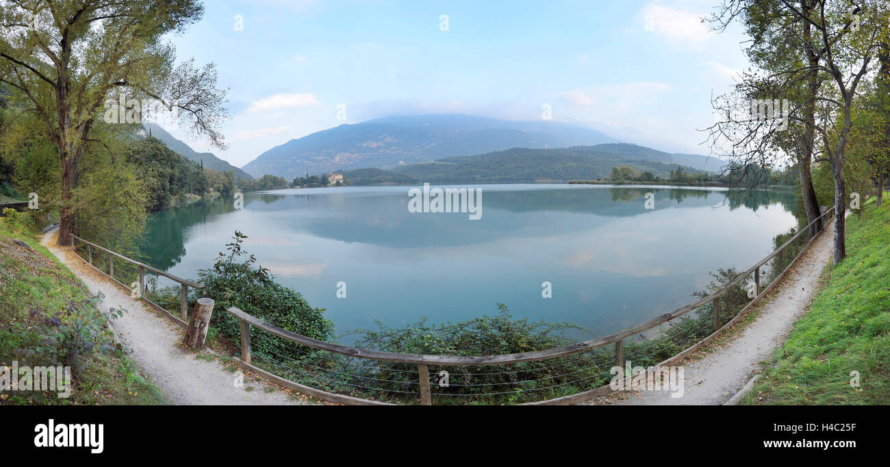 Europe, Italy, Lago Toblino, Castel Toblino, landscape, panorama Stock Photo