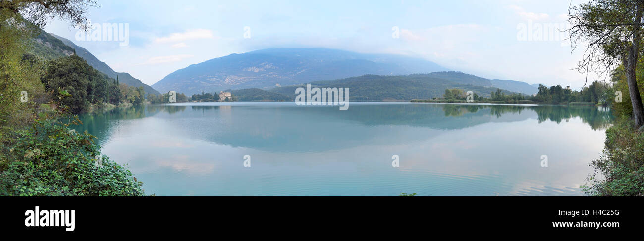 Europe, Italy, Lago Toblino, Castel Toblino, landscape, panorama Stock Photo