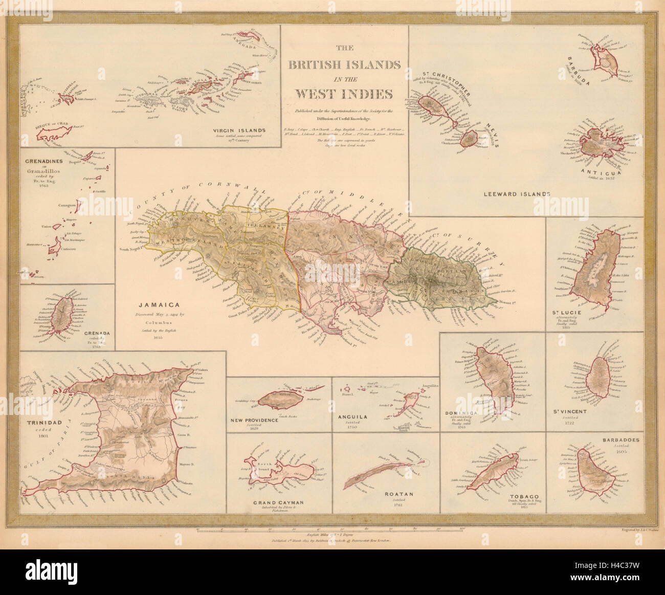 British leeward islands map hi-res stock photography and images - Alamy
