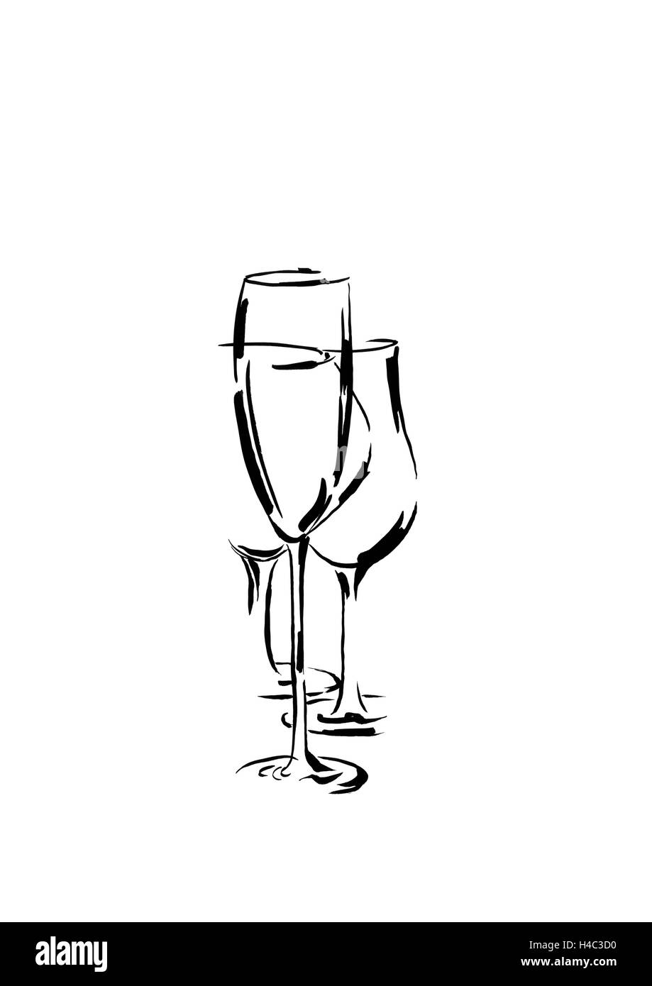 Champagne glasses and other glasses Stock Photo Alamy