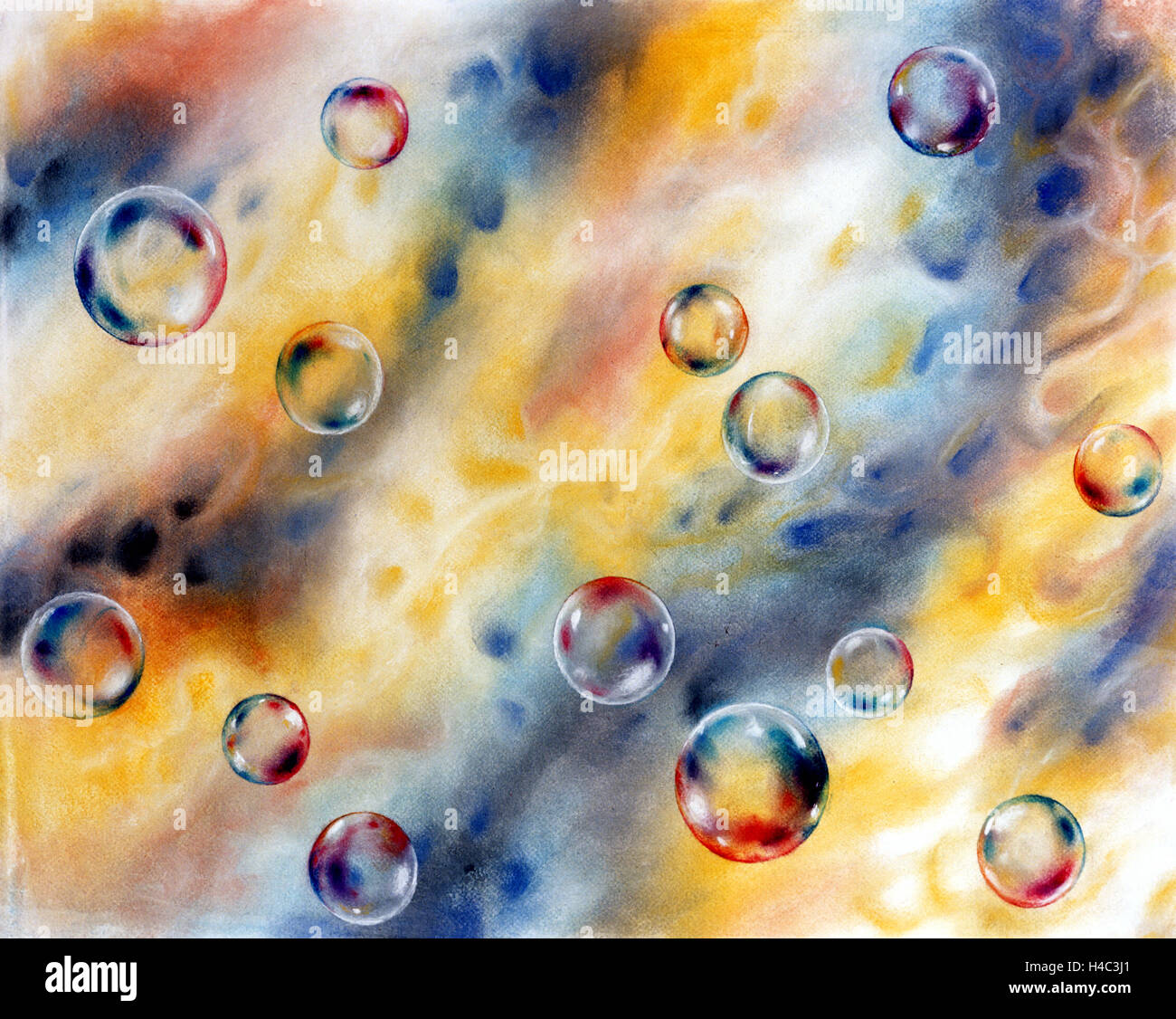 Coloured background with colourful bubbles Stock Photo