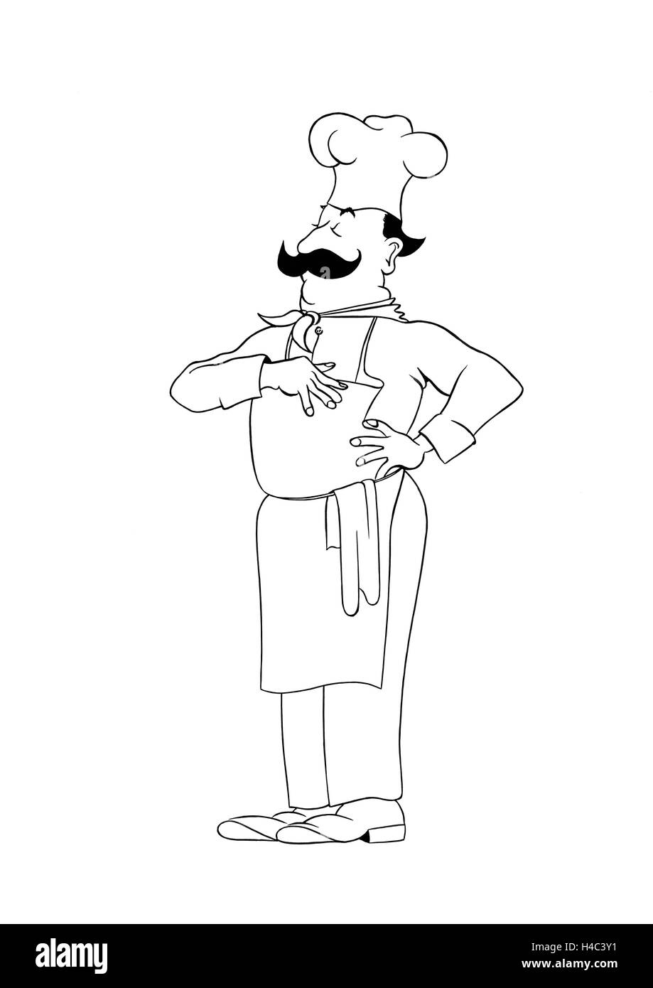 Cook with moustache, chef's hat and neckerchief Stock Photo