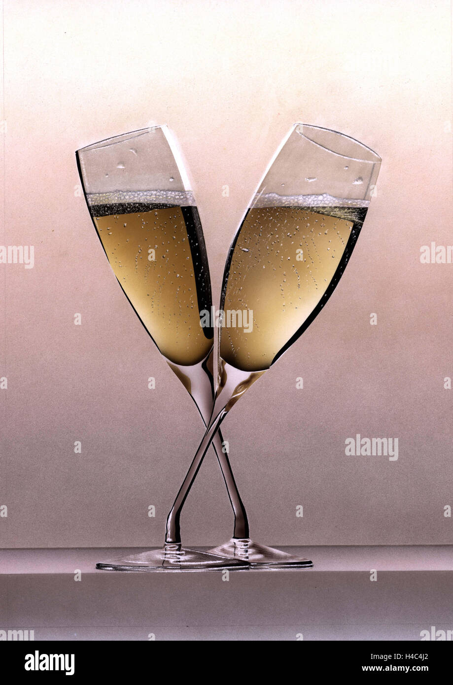 Dancing champagne glasses Stock Photo