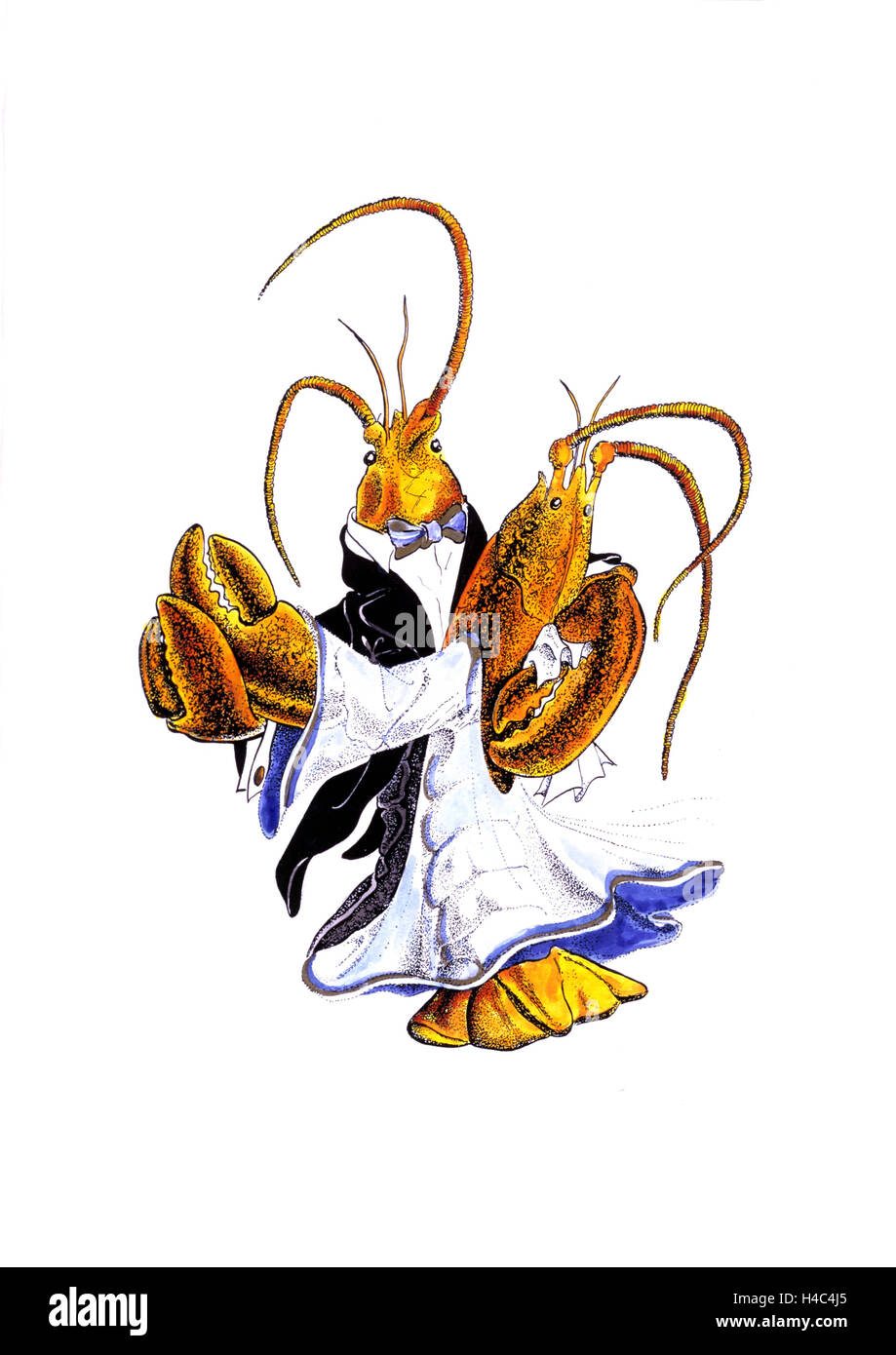 Dancing lobster couple in evening wear Stock Photo Alamy
