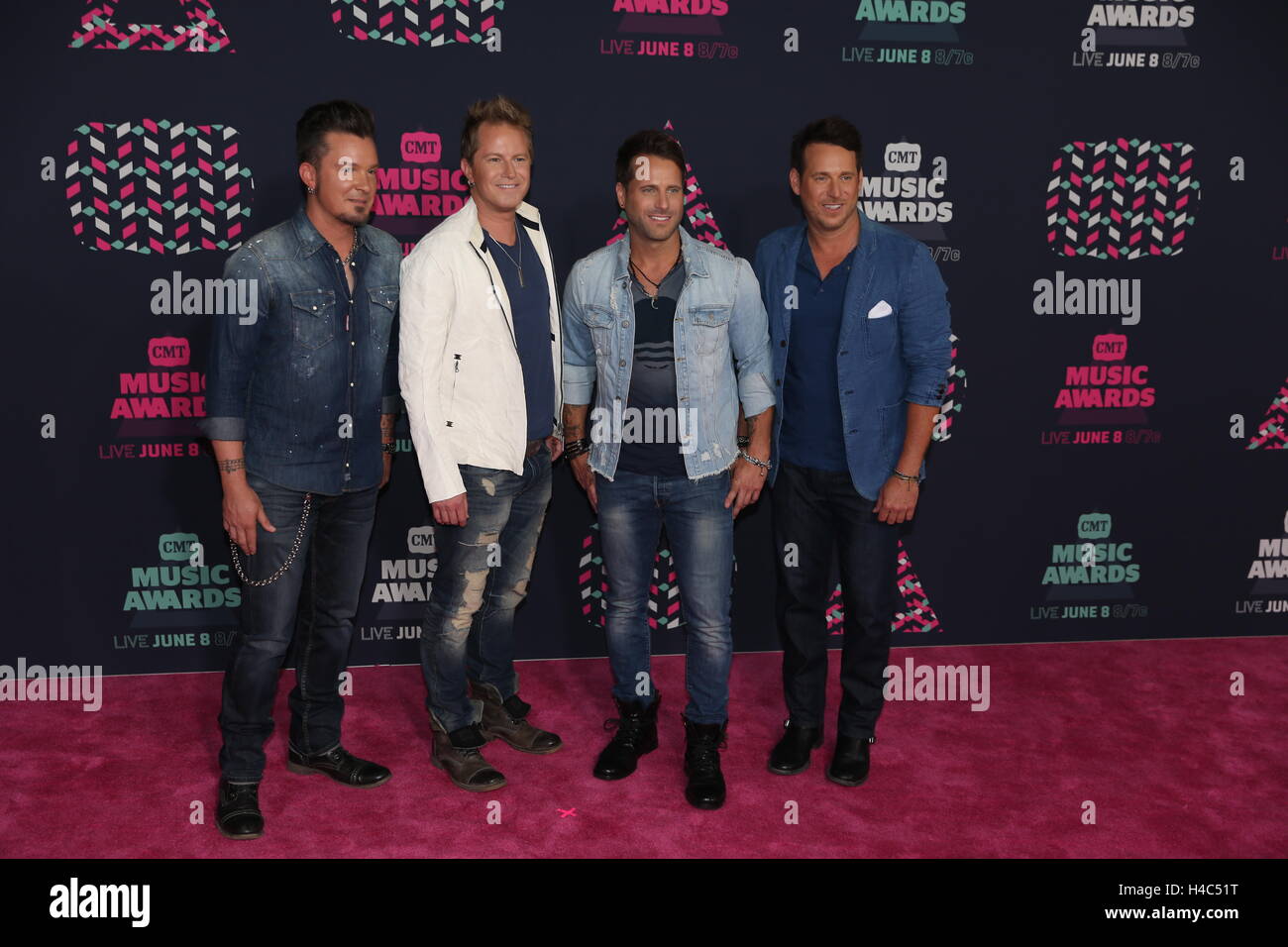 Parmalee walks the red carpet at the CMT Music Awards at Bridgestone Arena on June 8th, 2016 in Nashville, TN. Stock Photo