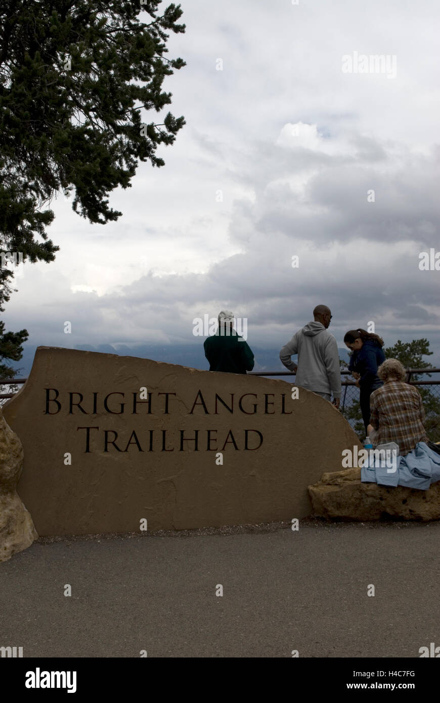 Bright Angel Trailhead Lookout at Grand Canyon National Park Arizona USA Stock Photo