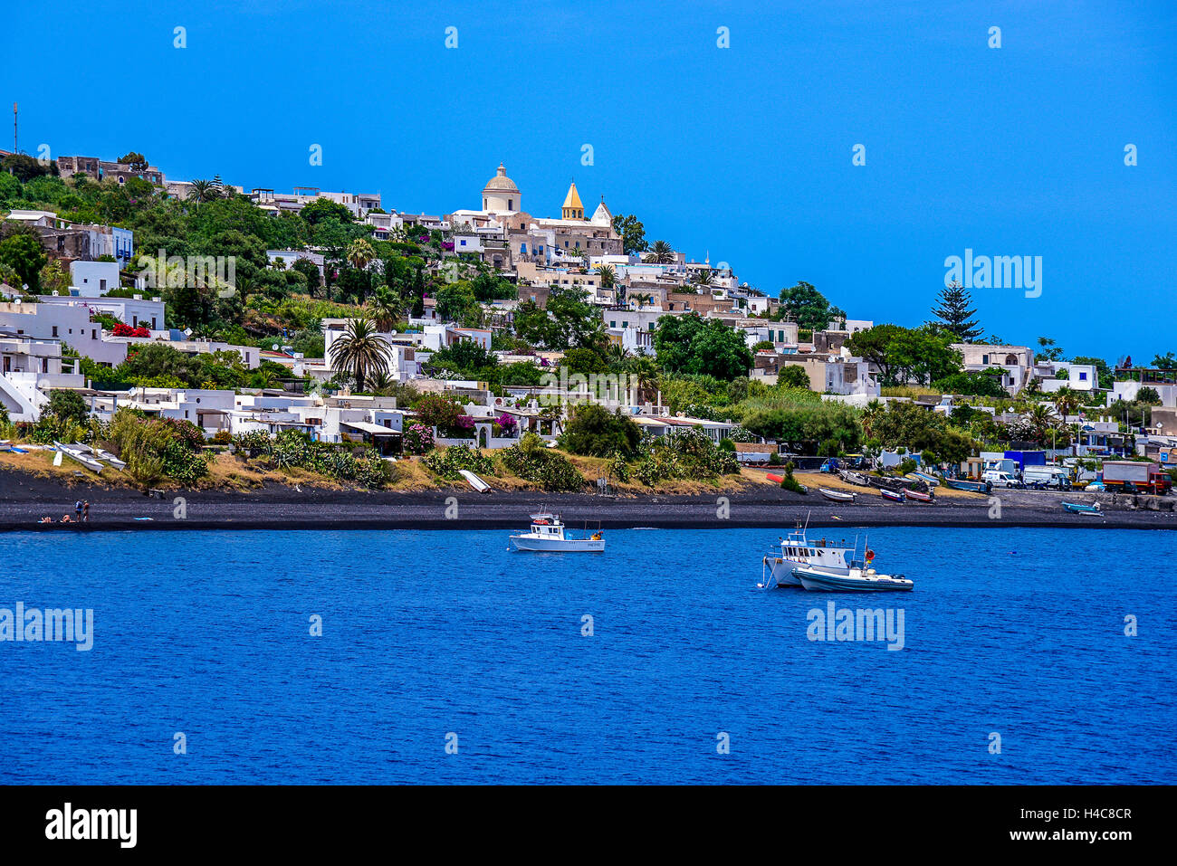 Italy Sicily Aeolian Islands Stromboli Island The village of San Stock