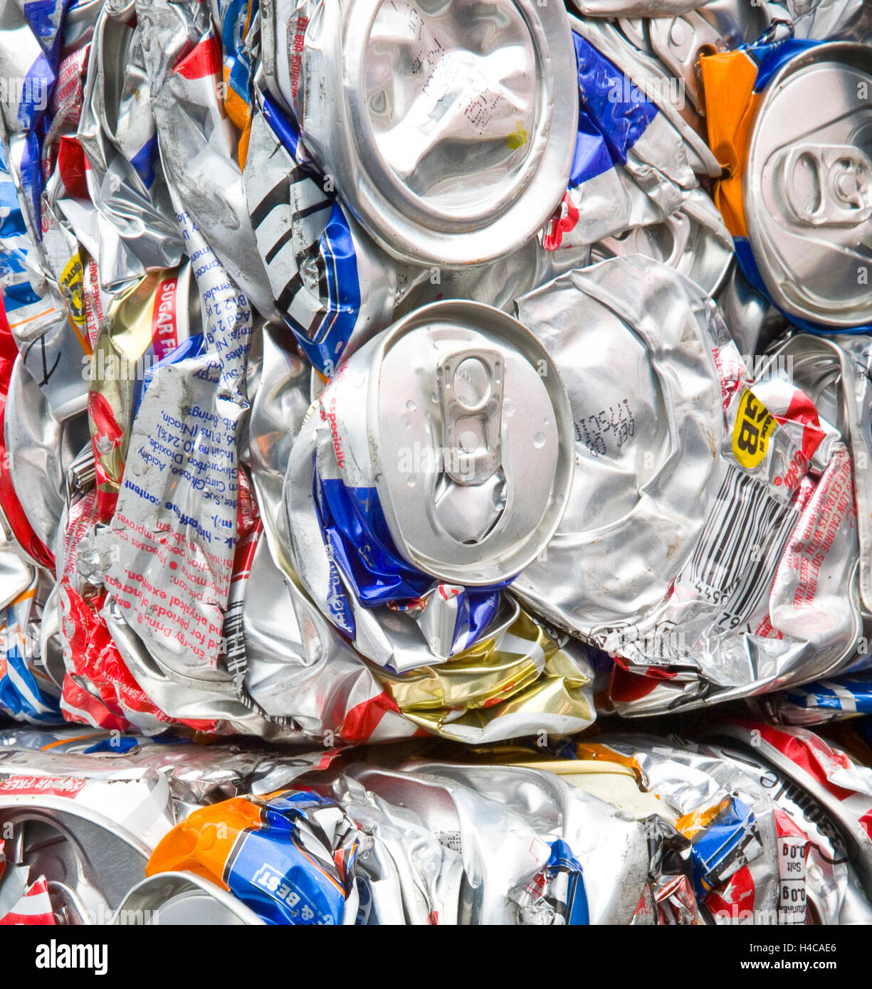 Baled Recycled Beer & Soft drink crushed aluminium waste cans, metal, garbage, empty container