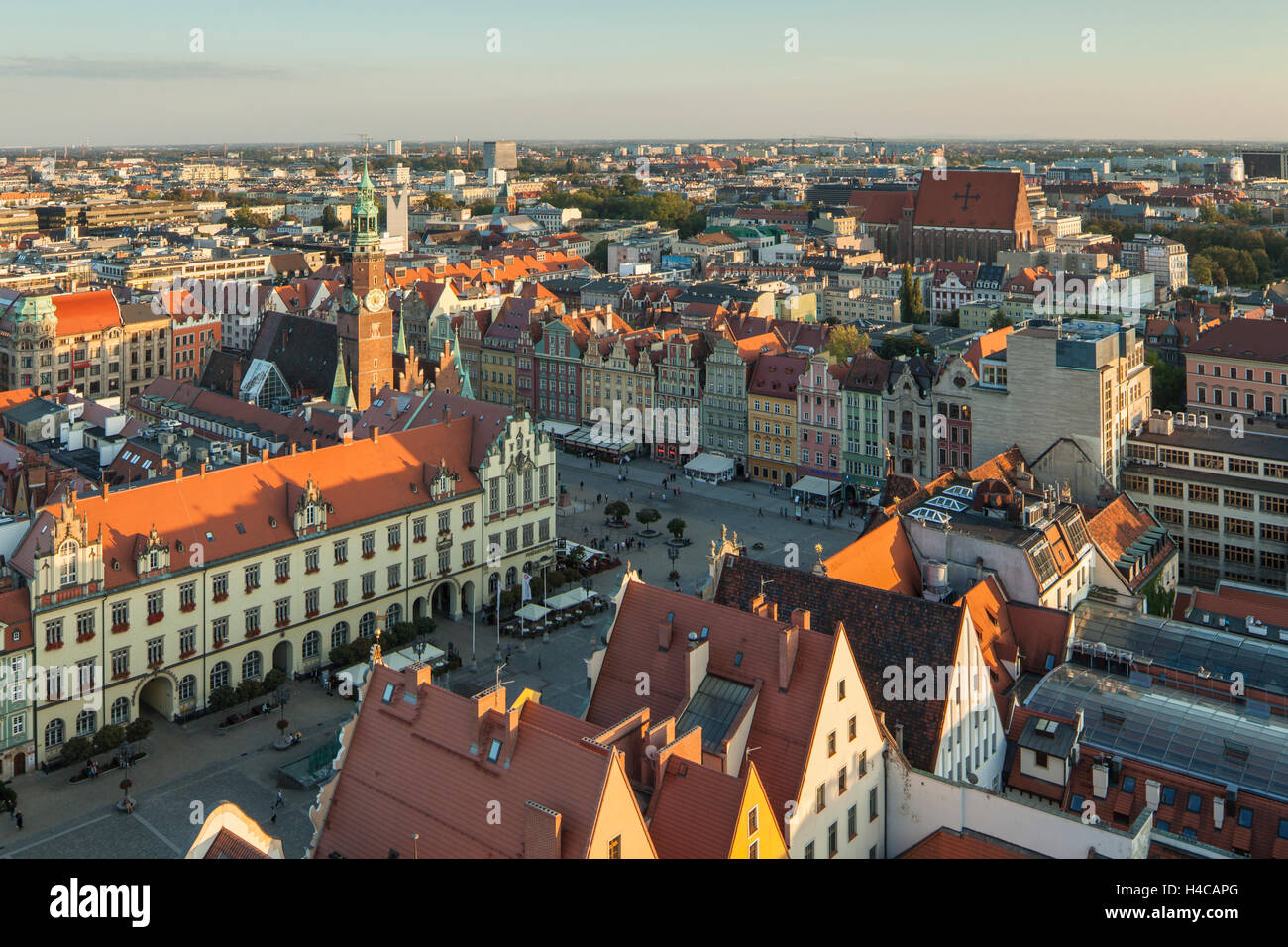A view on medieval market square in Wroclaw old town, Lower Silesia ...