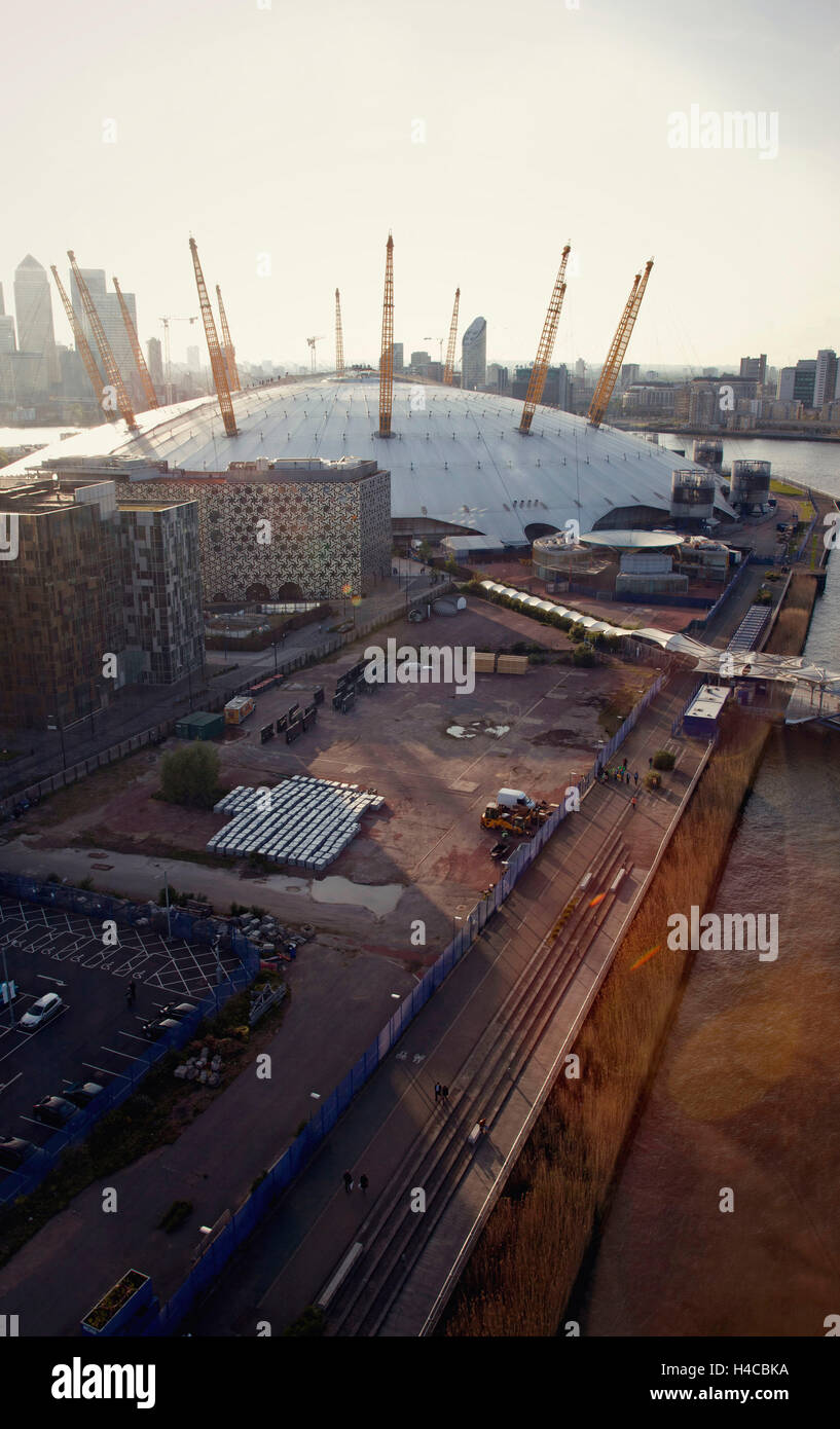Aerial View Of O2 Arena And Greenwich Peninsula High Resolution Stock ...