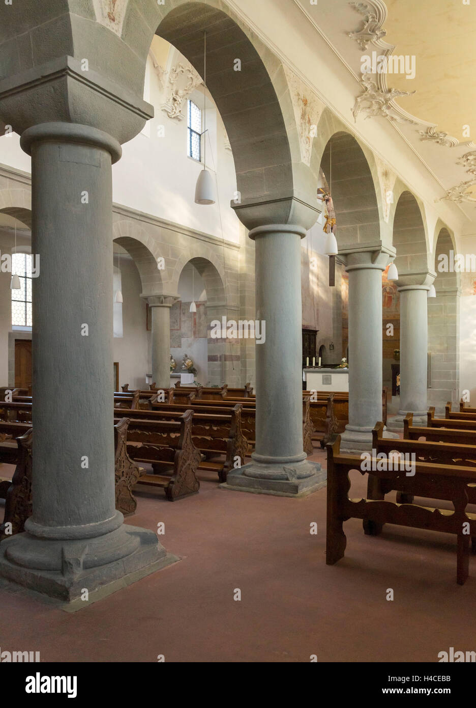 Germany, Baden-Wurttemberg, Reichenau - Niederzell, church St. Peter and Paul, pillars on the south page Stock Photo