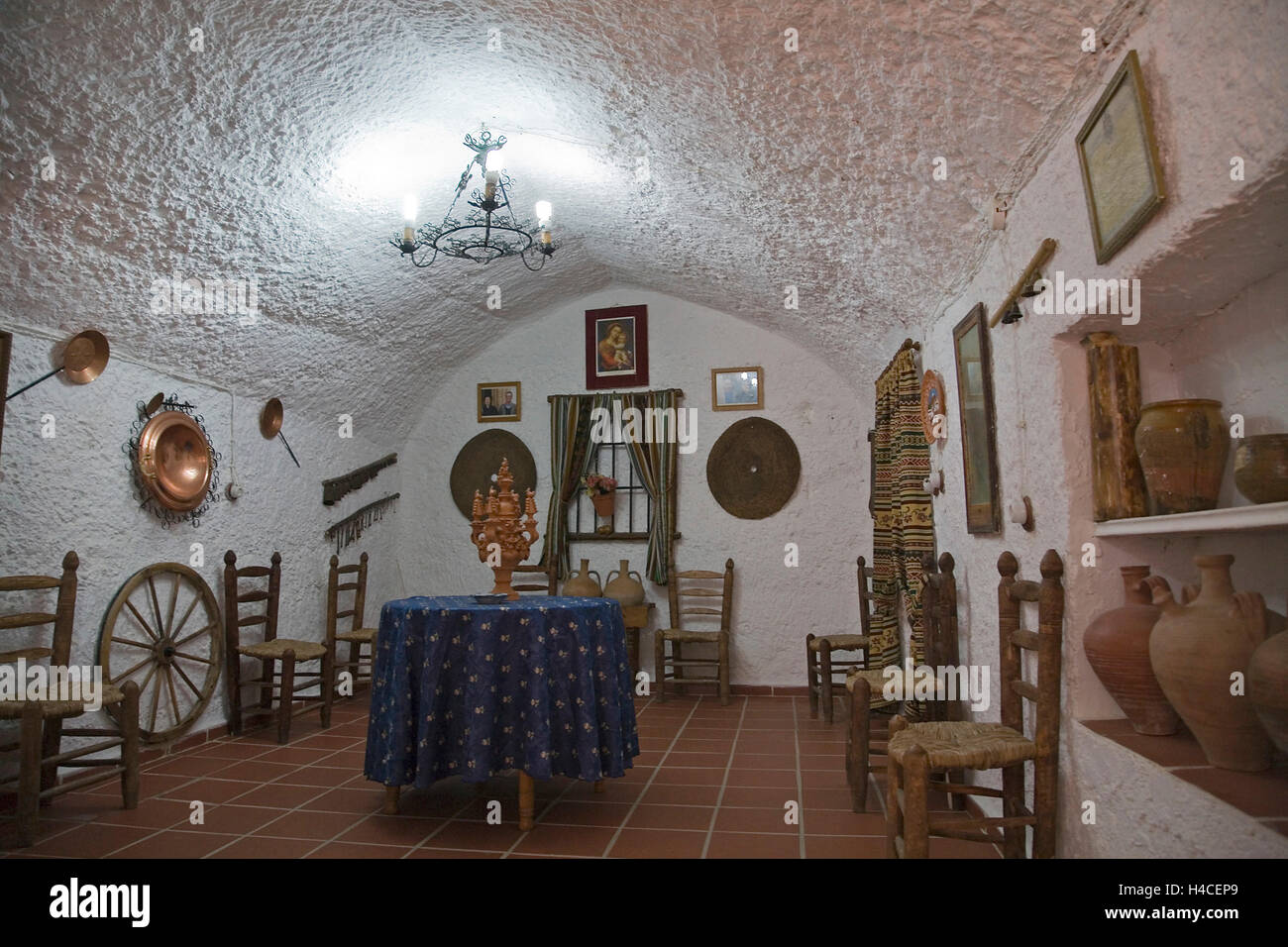 Interior Of A Traditional Cave In Guadix Granada Province Stock