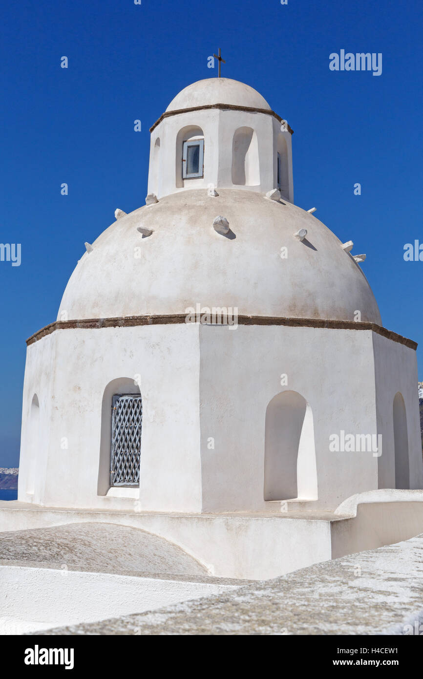 Agios Minas church in Fira town on Santorini Stock Photo