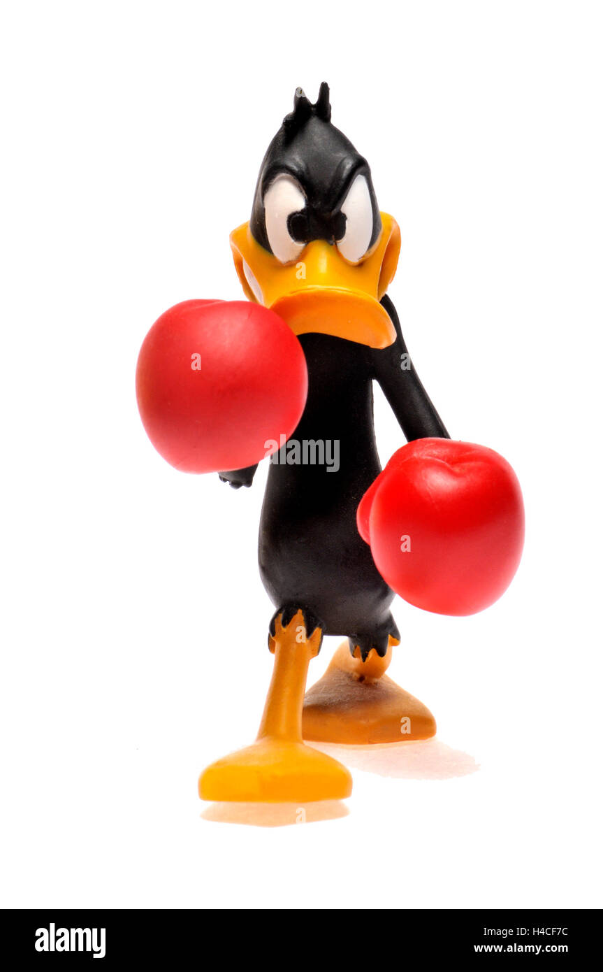 Cartoon character figurine - Daffy Duck boxing Stock Photo