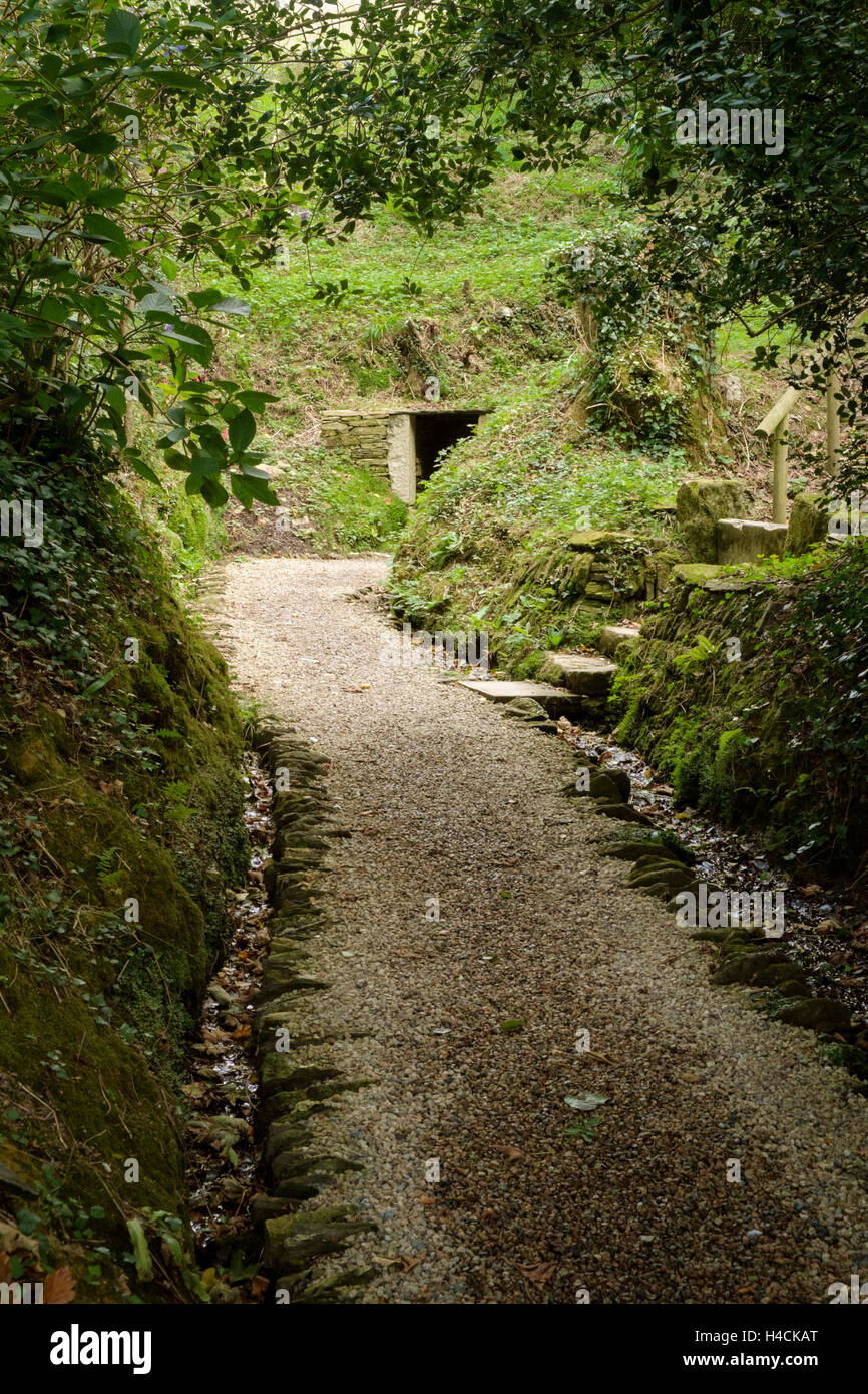 Footpath to the Holy Well or Sacred Spring of St Just, St Just in Roseland, Cornwall, England, United Kingdom Stock Photo