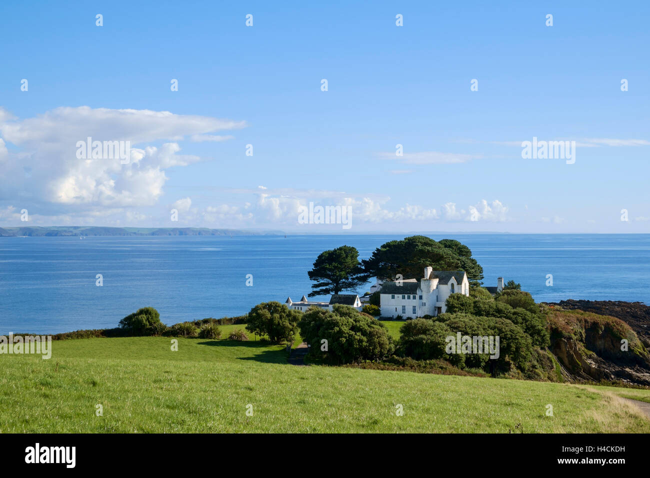 Coastal House at Chapel Point, Mevagissey, Cornwall, England, UK Stock Photo