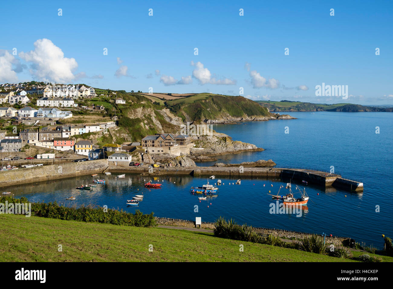Mevagissey outer harbour & fishing port, Cornwall, England, UK Stock Photo