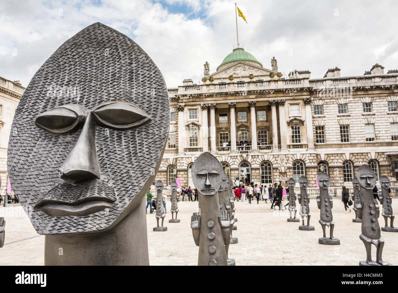 'Black and Blue: The invisible Man and the Masque of Blackness', by artist Zak Ove, at Somerset House in London, Stock Photo