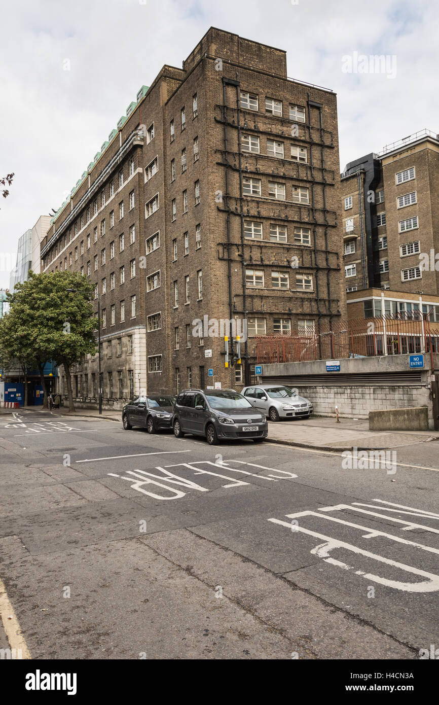 Rear entrance exterior to Great Ormond Street Hospital, on Guilford