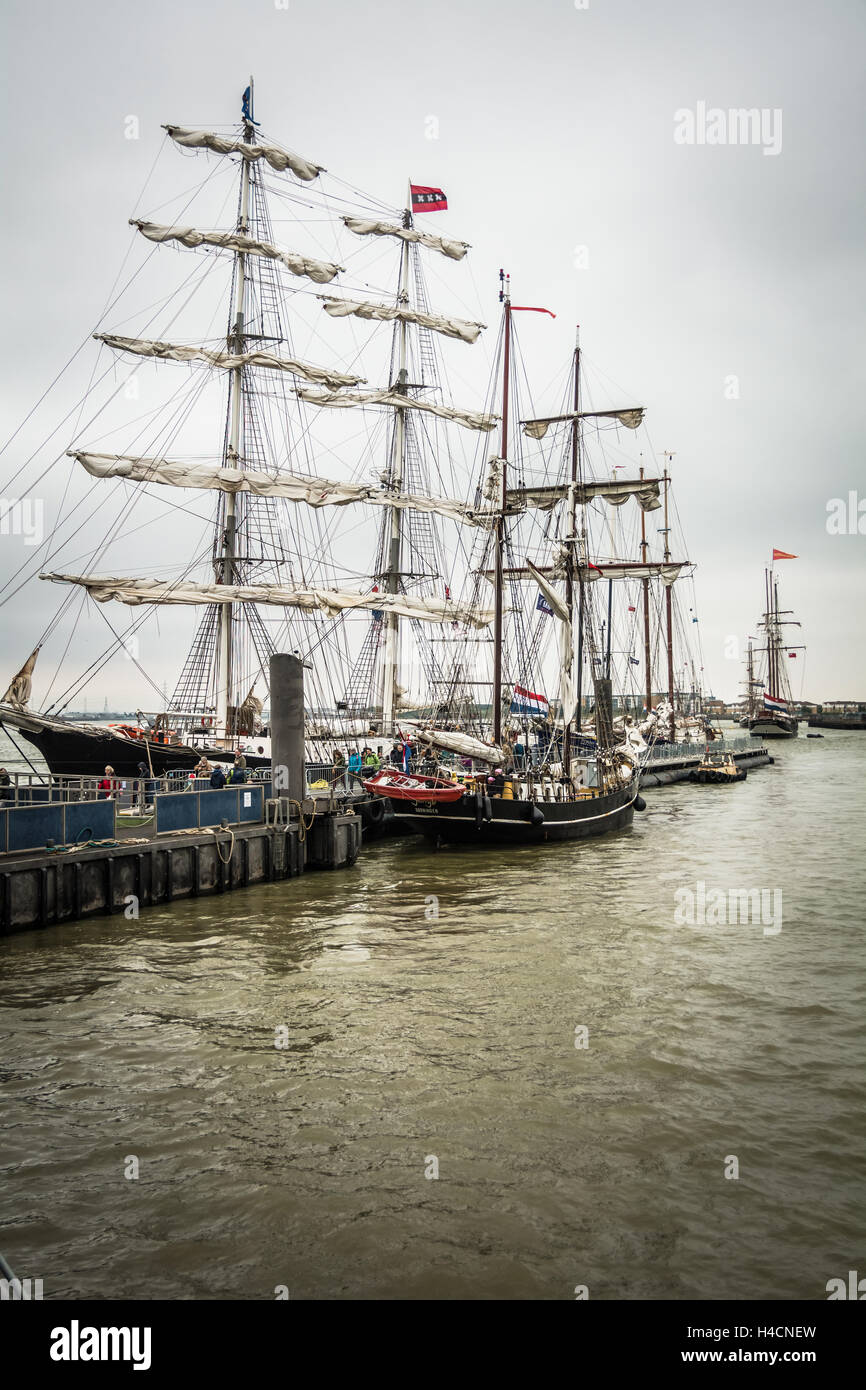 Tall Ships on the river Thames in London, England, UK Stock Photo