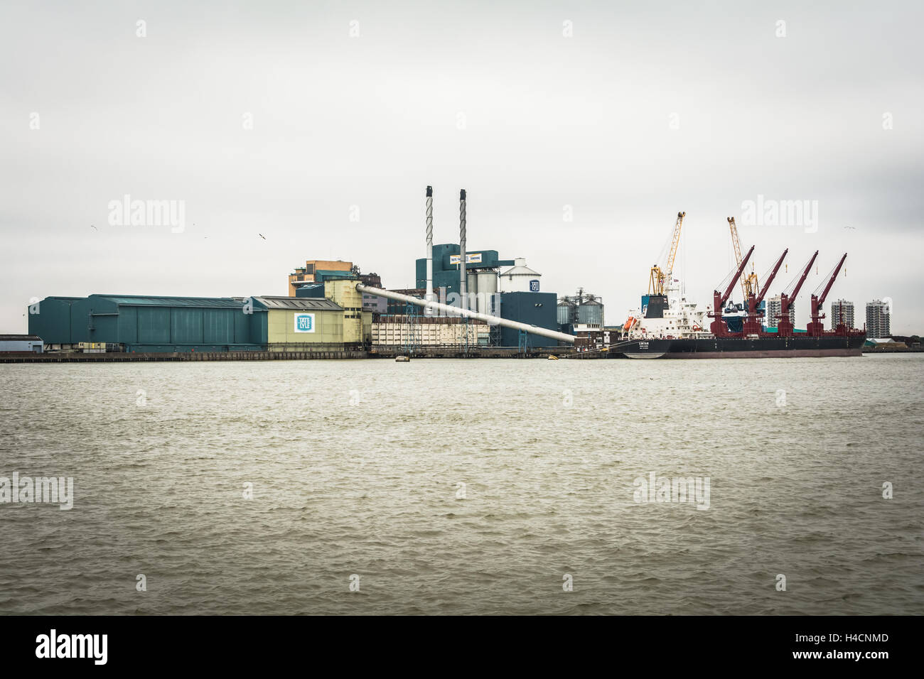 The Tate and Lyle sugar refinery factory in Silvertown near London City Airport, UK Stock Photo