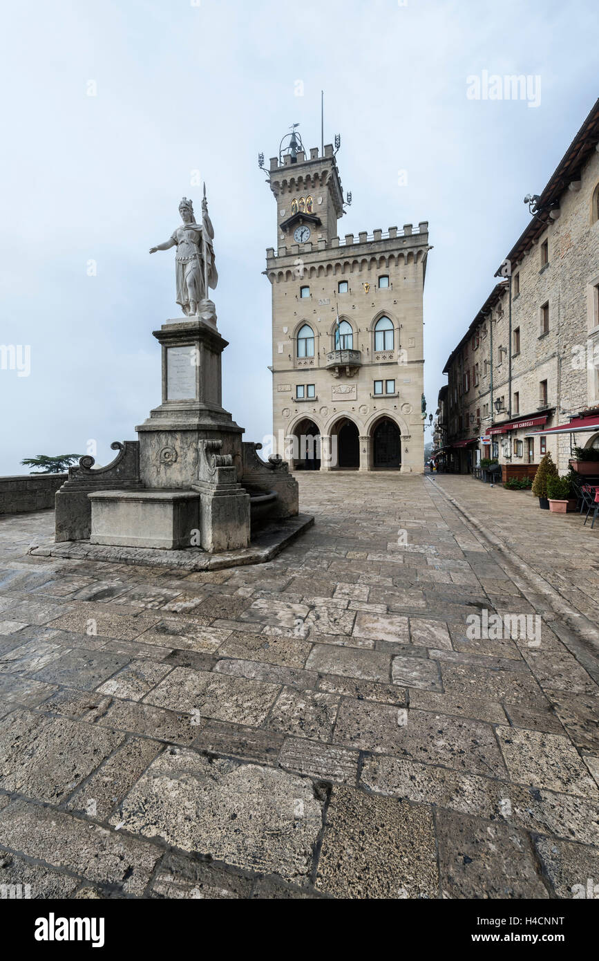 Citta Tu San Marino, San Marino, Europe, government palace in the Old Town in the Piazza della Liberta, Stock Photo