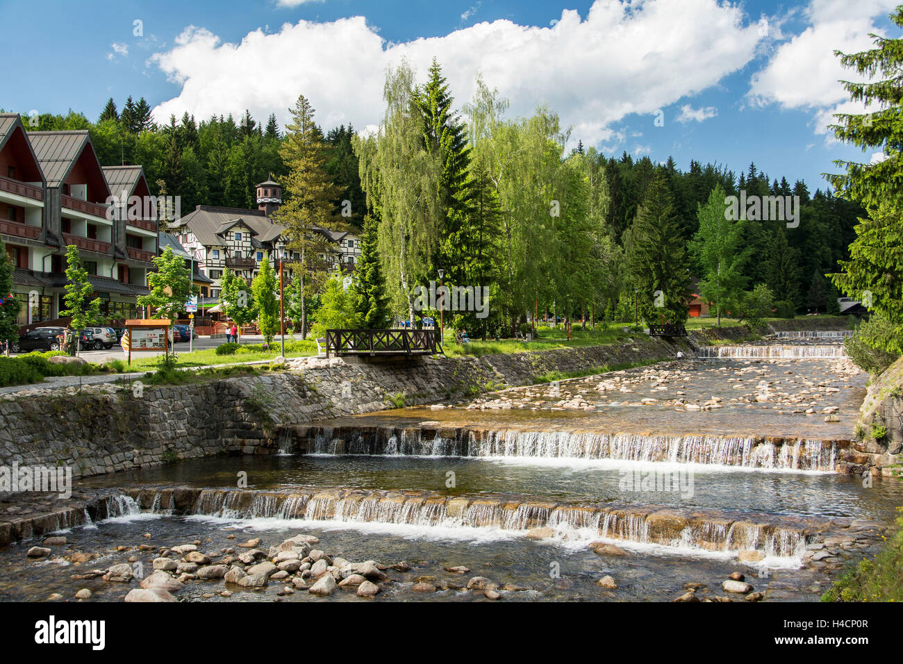 Wooden spindle maker's mill, rapids the rennets Stock Photo
