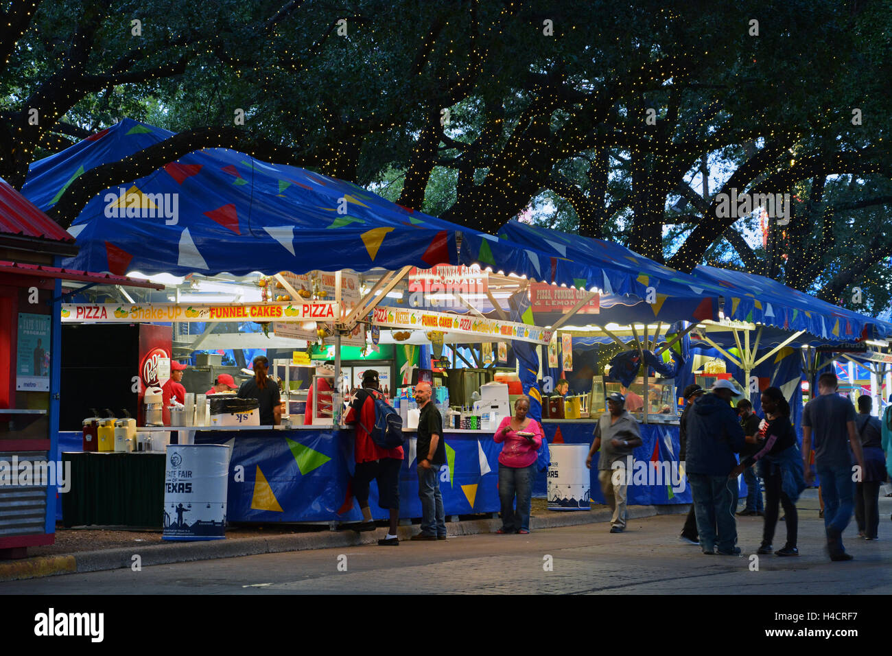 Concessions sell a variety of fried foods, including fried Jell-O balls, during the 2016 State Fair of Texas. Stock Photo