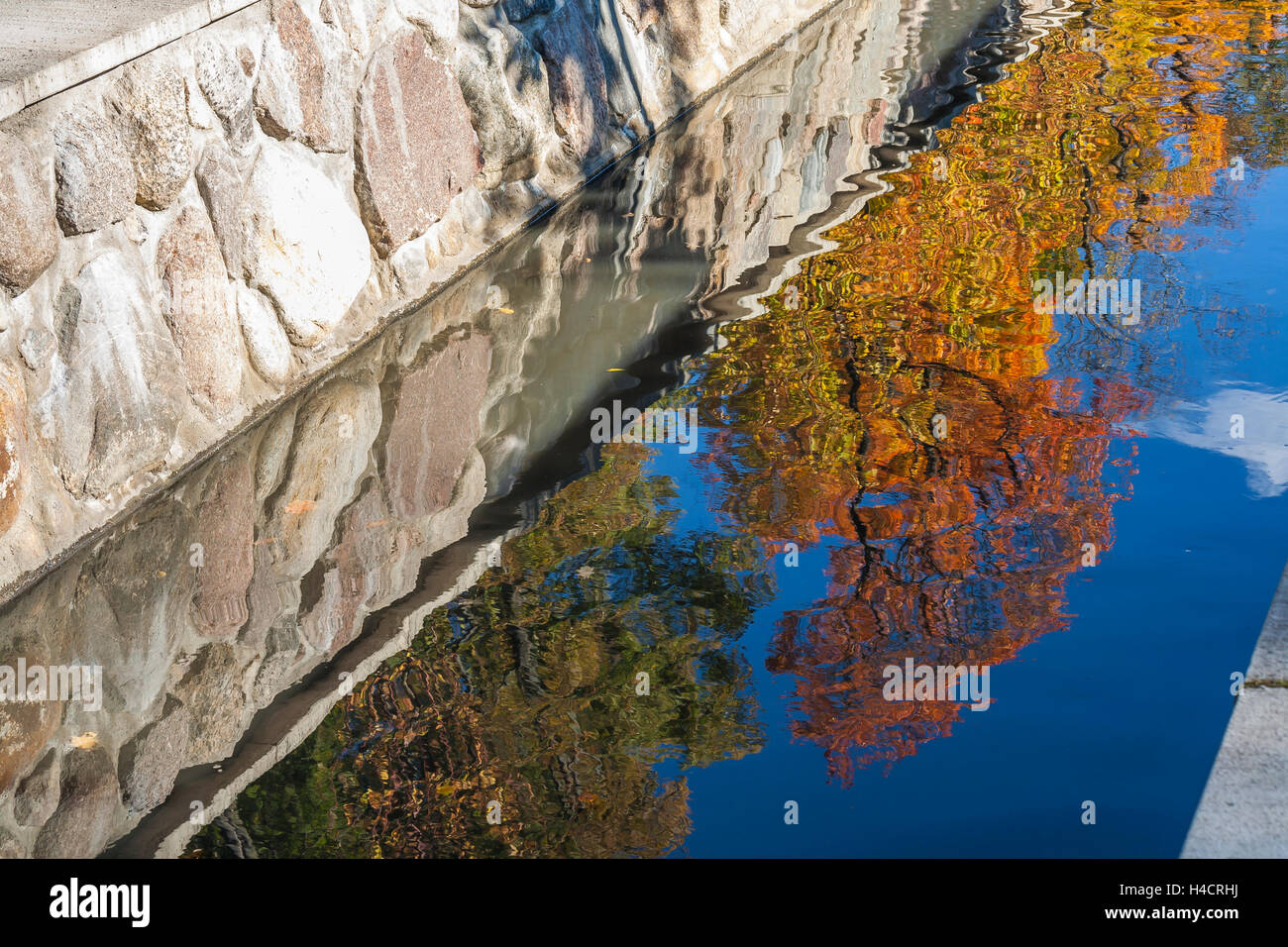 Reflections Of Autumn Trees In The Water Stock Photo - Alamy