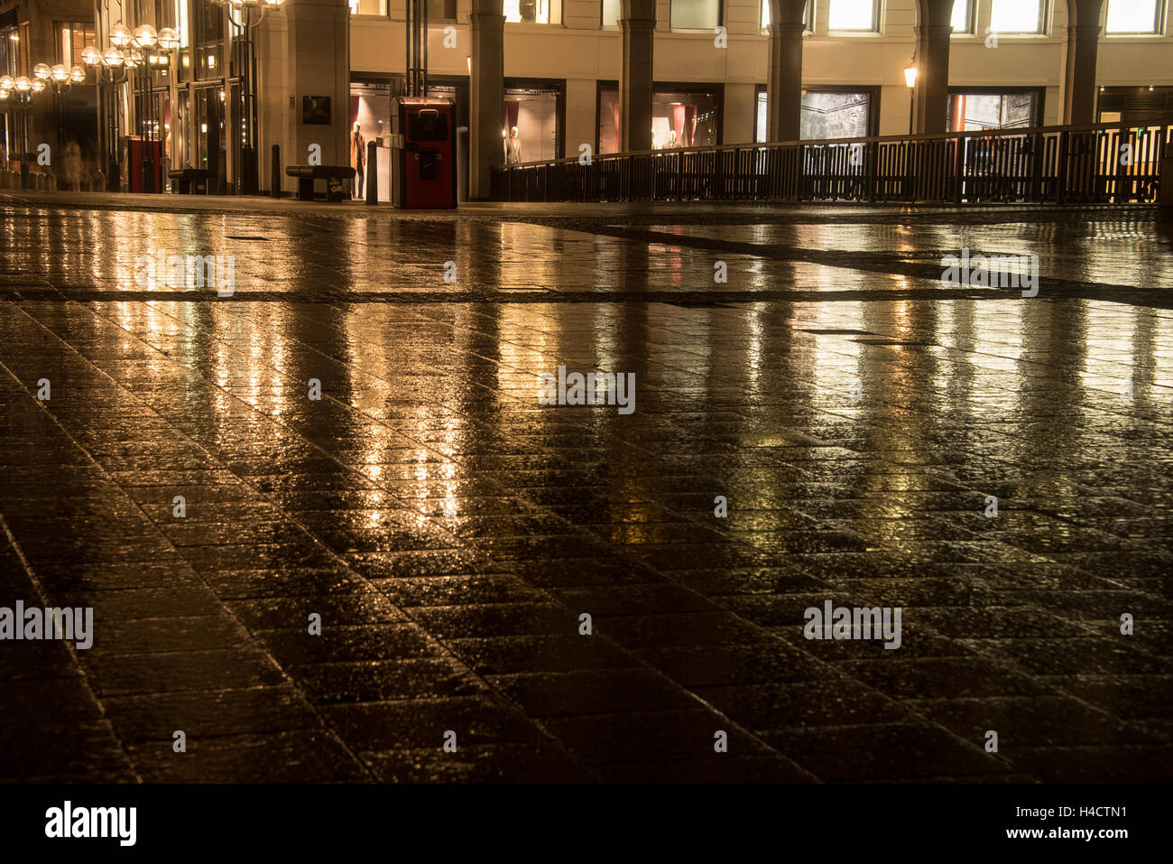 street reflection in the city at night Stock Photo