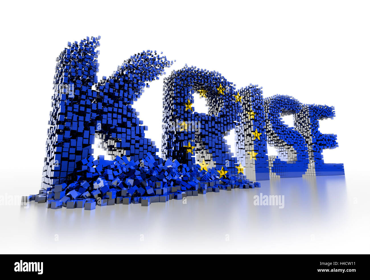 3D-word 'CRISIS' in blue with yellow stars from the EU flag in front of white background Stock Photo