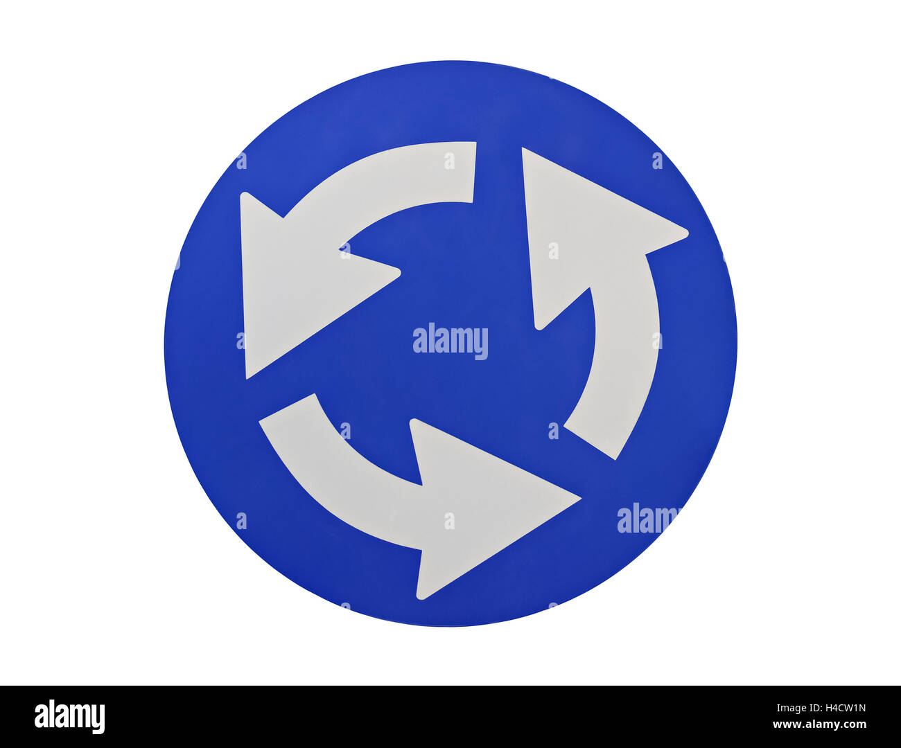 Street traffic sign meaning roundabout isolated on white background