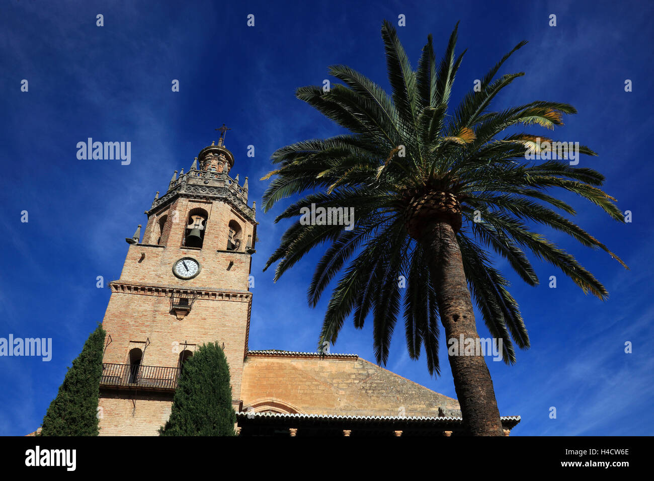 Ronda, of a white village in Andalusia, Spain, Iglesia Santa Maria la ...