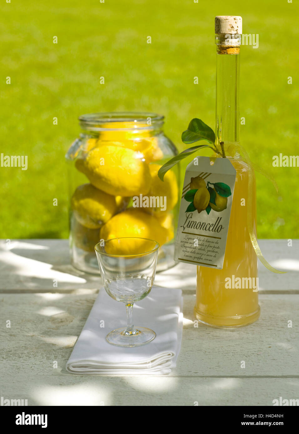 Limoncello with glass Stock Photo Alamy